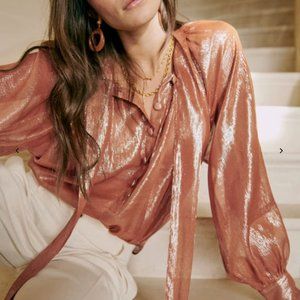 Sezane Zelda Blouse Lurex Camel Argenté